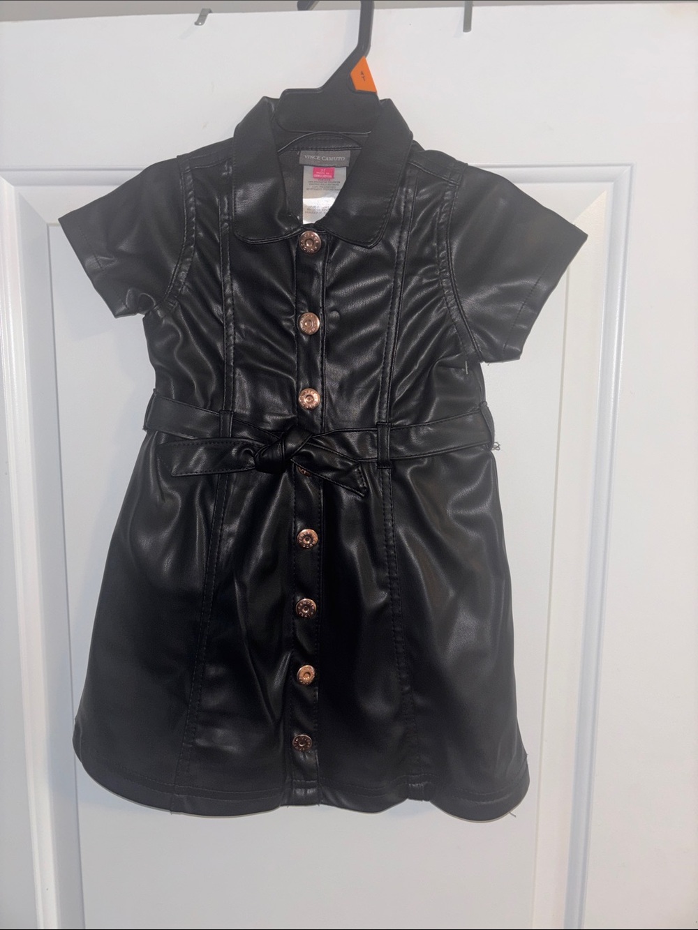 Leather button up toddler dress